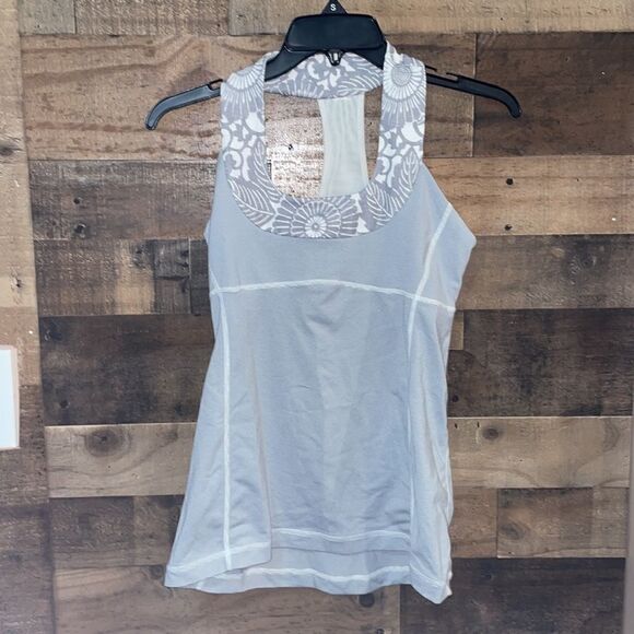 Lululemon Scoop Neck Tank Wee Stripe White Fossil / Beachy Floral White Fossil - Picture 1 of 7